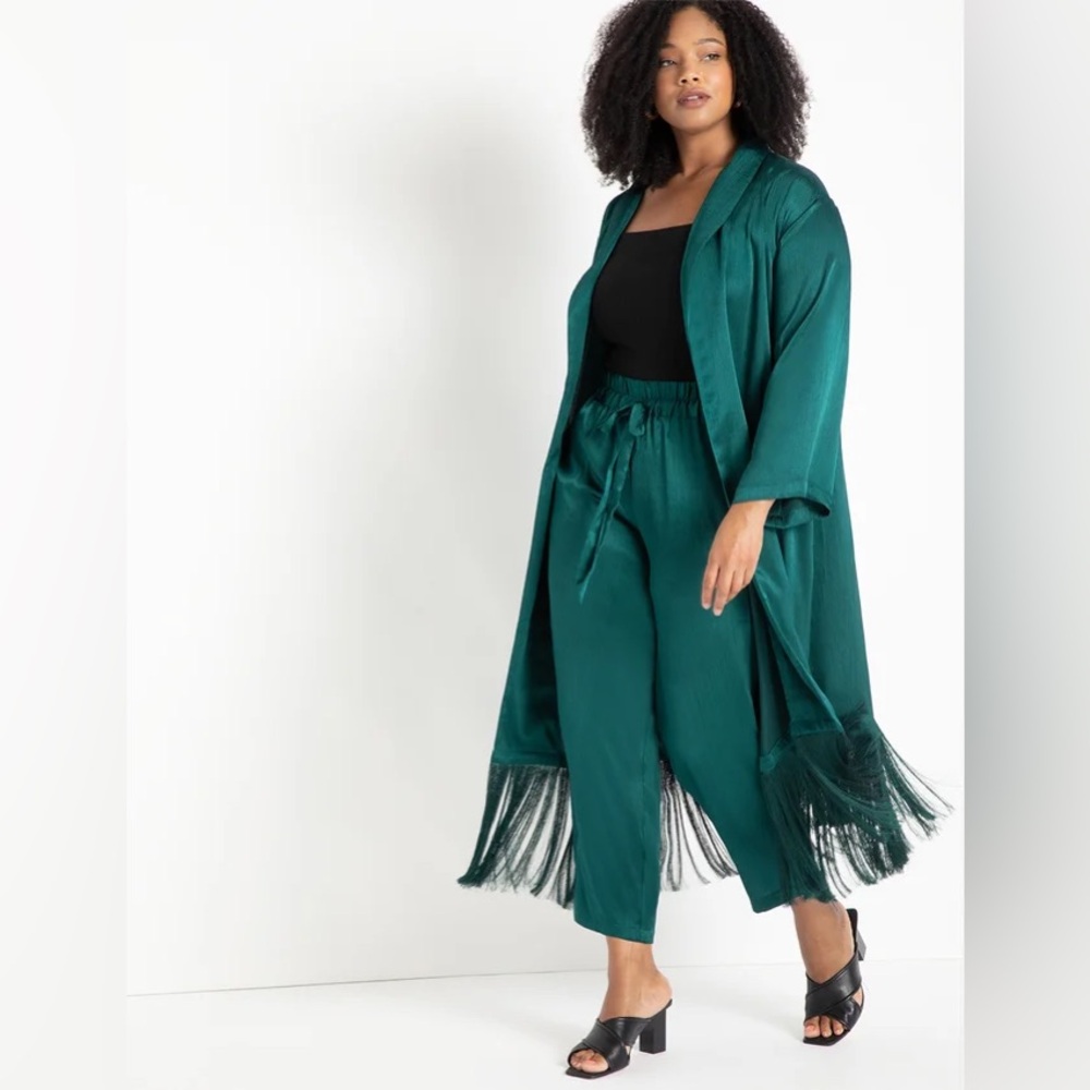 Eloquii Matching Duster Set with Fringe Size 16